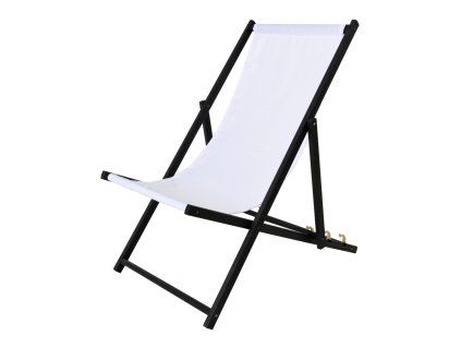 ROJA Bahama POLYESTER lehátko dřevěné mořené černě - BÍLÉ