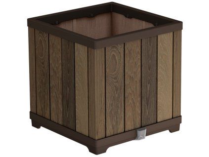 deco square planter walnut