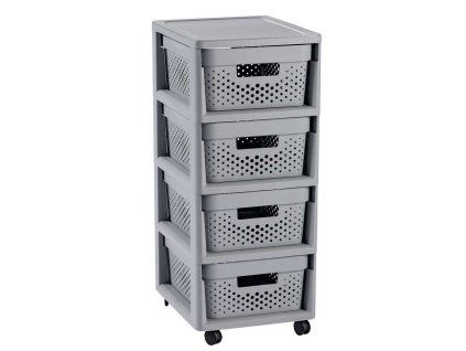 CURVER INFINITY DOTS regál se šuplíky 4x11L / šedý
