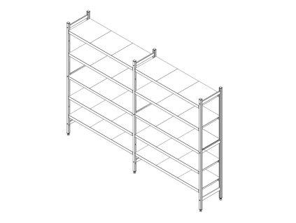 Regalový systém 4305 x 400 mm, 5 polic
