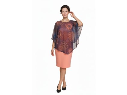 Šaty Kepa style oranžové s tm. modrým tylem