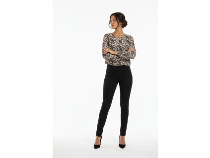 Halenka UOMO & DONNA béžová s černými kvítky do gumičky