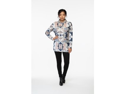 Delší svetr Kepa style modro-růžový se šňůrkou