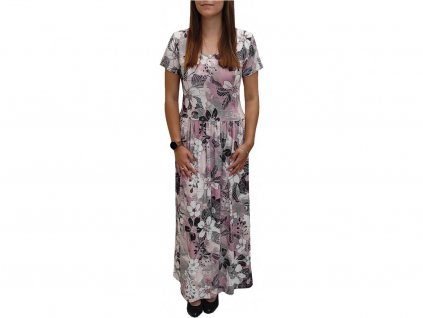 Šaty Pratto starorůžové květy dlouhé