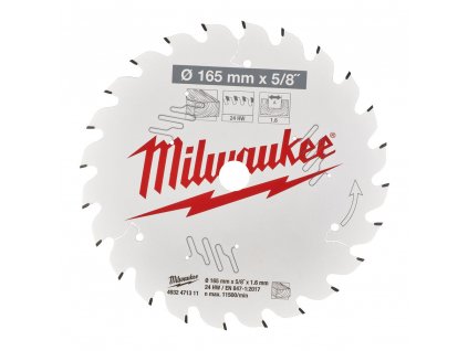 336542 kotouc pro okruzni pilu milwaukee csb p w 165 x 5 8 x 1 6 x 24atb 4932471311