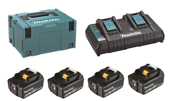 Startovací sada Makita 198091-4 (4 x BL1860 + nabíječka DC18RD + systainer)