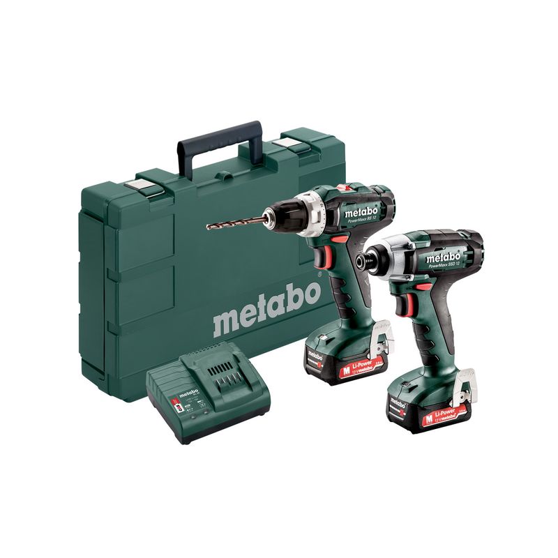 METABO Combo set 2.7.1. aku vrtačka + utahovák PowerMaxx BS 12+SSD 12, 2x2Ah, 685166000