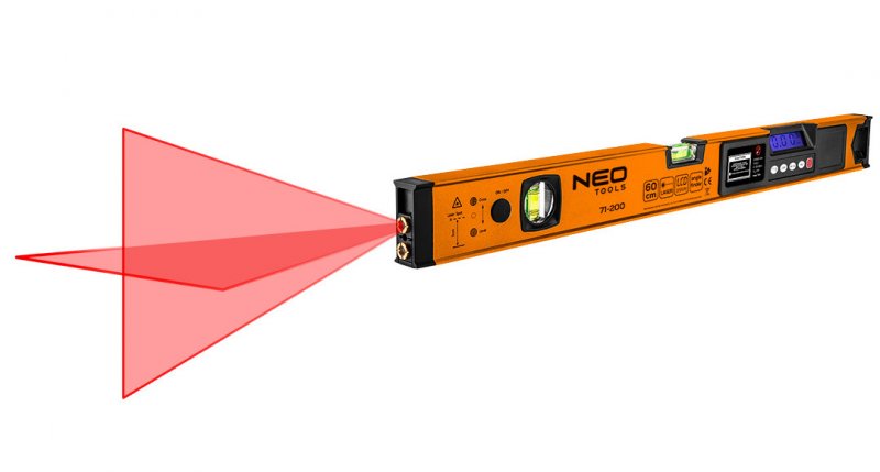 NEO TOOLS 71-200 digitální laserová vodováha 60cm se sklonoměrem