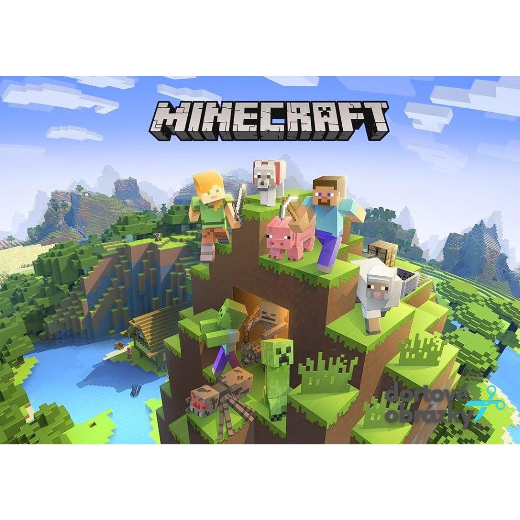 Jedlý papír  MINECRAFT (● velikost formát A4 (25x20cm) ☝, ● materiál FONDÁNOVÝ DECORLIST ✴️)