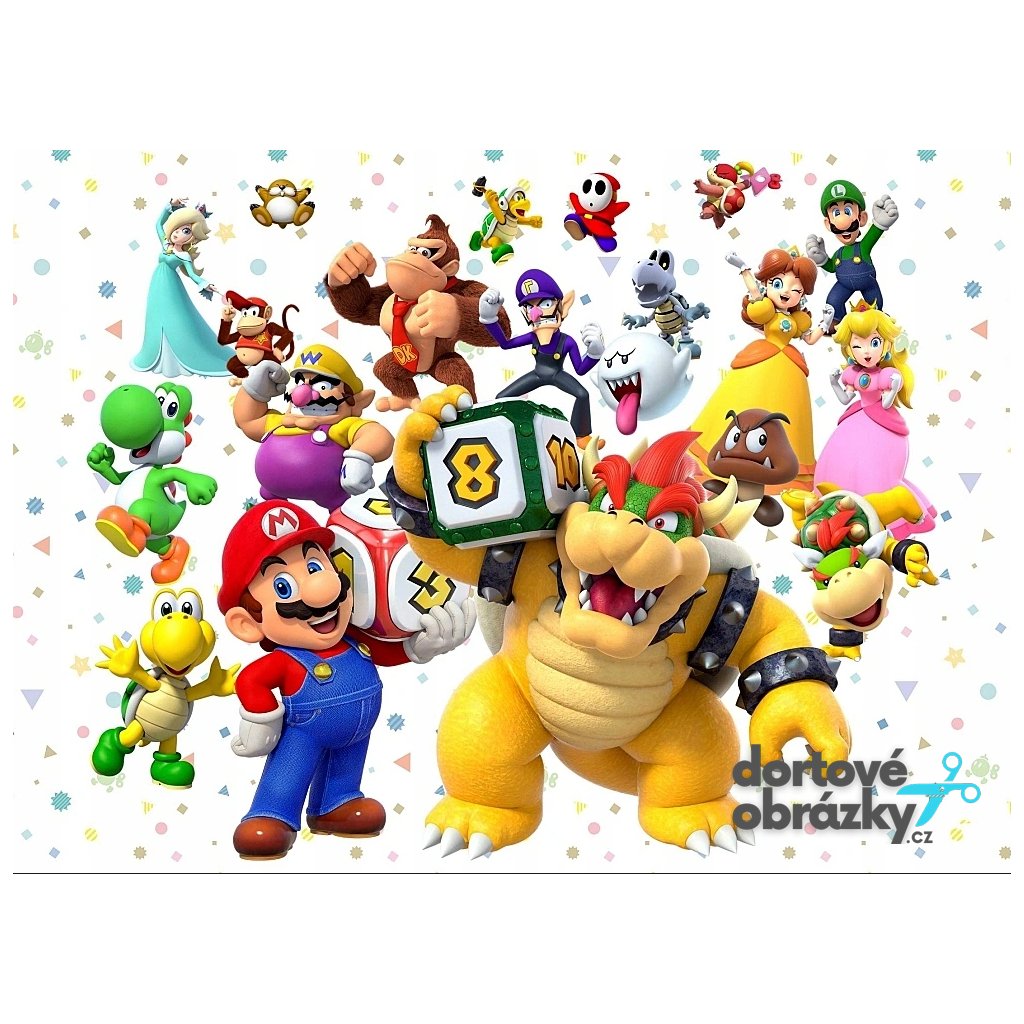Jedlý papír  SUPER MARIO (● velikost formát A4 (25x20cm) ☝, ● materiál FONDÁNOVÝ DECORLIST ✴️)