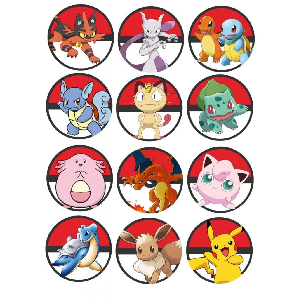 Jedlý papír POKÉMON na cupcakes (● velikost formát A4 (25x20cm) ☝, ● materiál FONDÁNOVÝ DECORLIST ✴️)