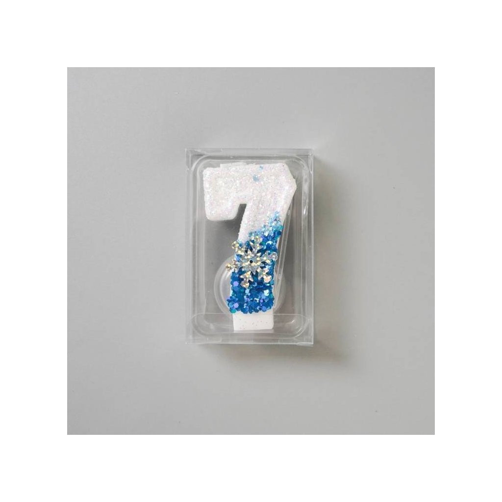 338435 svicka bilo modra se snehovou vlockou frozen cislo 7