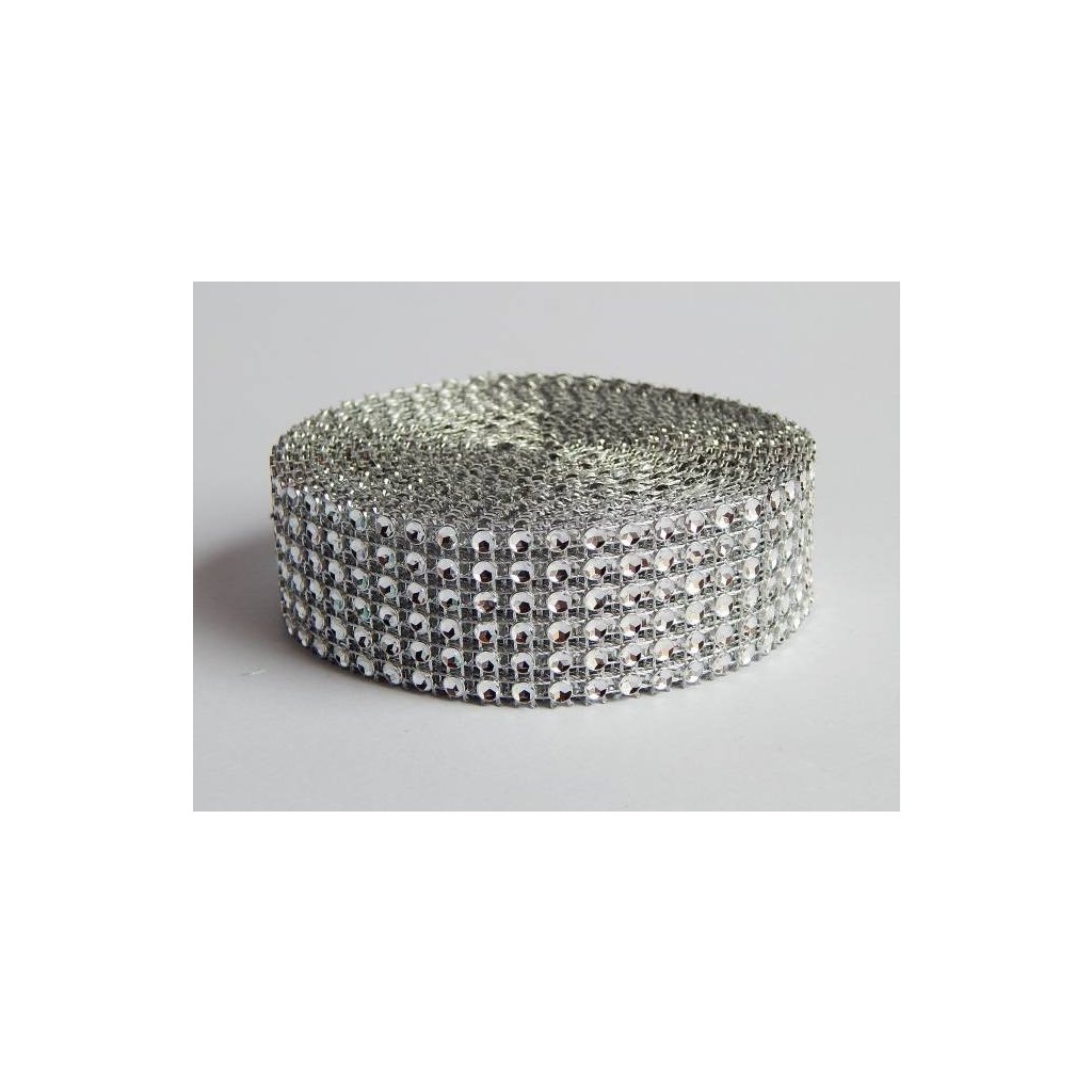376523 diamantovy pas plastovy stribrny 3 cm x 4 57 m