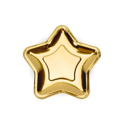 Papírové talířky ve tvaru hvězdy - metalické zlaté 18 cm  /BP