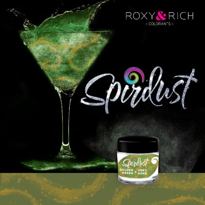 Metalická barva do nápojů Spirdust zlato zelená 1,5g - Roxy and Rich  | Skvělé pro Váš domácí dort