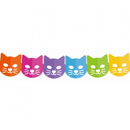 Papírová girlanda kočička - barevná 360 cm  /BP