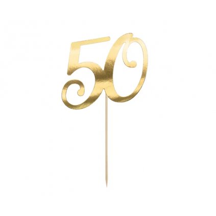 Zápich do 21cm dortu zlatý číslo 50 - PartyDeco  | Cukrářské potřeby