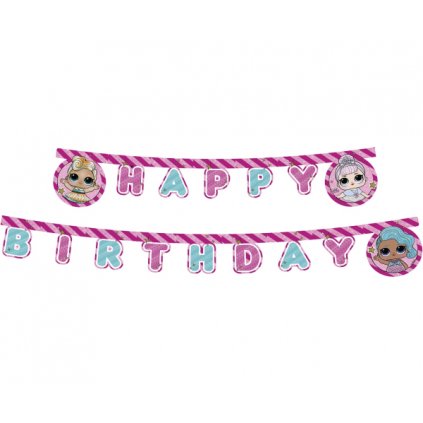 Party nápis LOL Surprise Glitter Happy Birthday - 210 cm  /BP