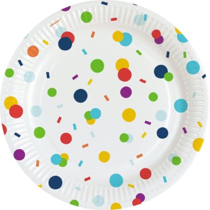 EKO Papírové talíře Rainbow Confetti 23 cm - 8 ks  /BP