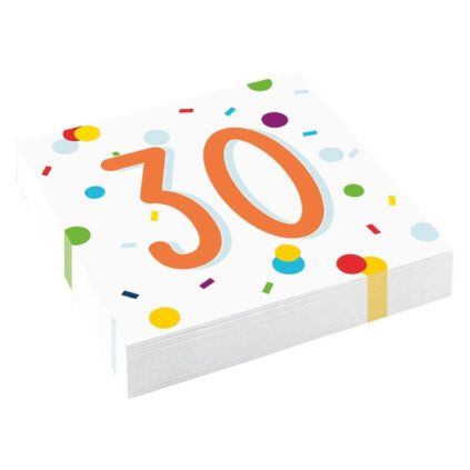 Papírové ubrousky Rainbow Confetti - Happy Birthday 30 - 20 ks  /BP