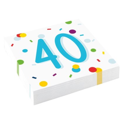 Papírové ubrousky Rainbow Confetti - Happy Birthday 40 - 20 ks  /BP