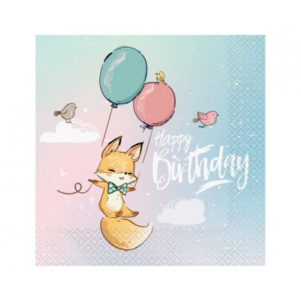 Papírové ubrousky pastel Animals Happy Birthday 20 ks  /BP