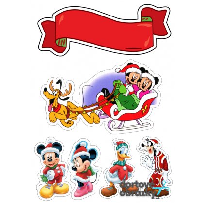 Jedlý papír  MICKEY - VÁNOČNÍ VÝŘEZ (● materiál FONDÁNOVÝ DECORLIST ✴️)