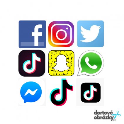 Jedlý papír  SOCIÁLNÍ SÍTĚ (● velikost průměr 20 cm ☝, ● materiál FONDÁNOVÝ DECORLIST ✴️)