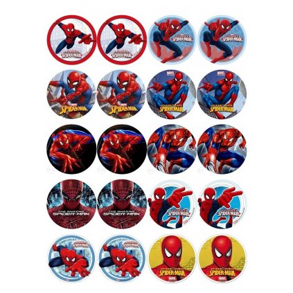 oplatki z wafla na muffinki spiderman 20 sztuk 45cm
