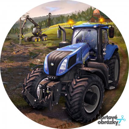 Jedlý papír  TRAKTOR (● velikost průměr 20 cm ☝, ● materiál FONDÁNOVÝ DECORLIST ✴️)