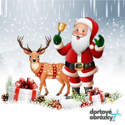 Jedlý papír  ZASNĚŽENÉ VÁNOCE - SANTA (● velikost průměr 20 cm ☝, ● materiál FONDÁNOVÝ DECORLIST ✴️)