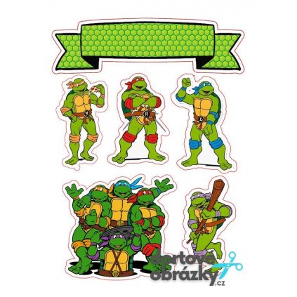 Jedlý papír  ŽELVY NINJA (● velikost formát A4 (25x20cm) ☝, ● materiál FONDÁNOVÝ DECORLIST ✴️)