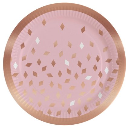 Papírové talíře - Pink rosegold - 23 cm  /BP