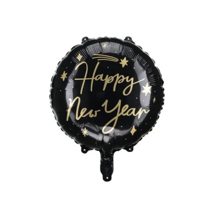 Foliový balonek Happy New Year - Černý 45 cm  /BP