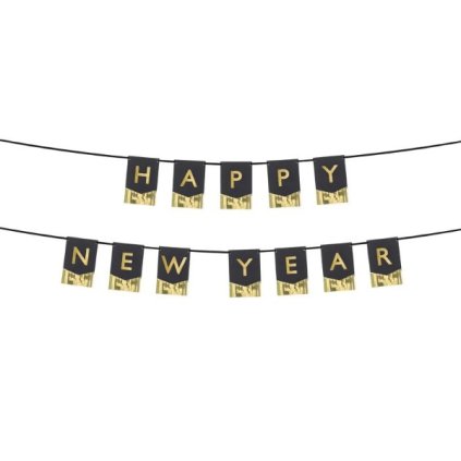 Party nápis vlaječky se střapci Happy New Year 135 x 16,5 cm  /BP