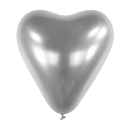Chromový latexový balonek srdce stříbrné 30 cm - CH08  /BP
