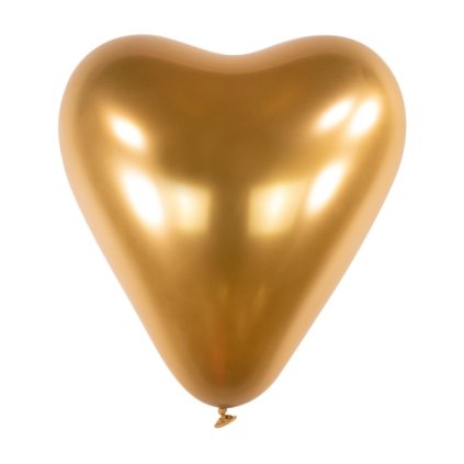 Chromový latexový balonek srdce zlaté 30 cm - CH07  /BP
