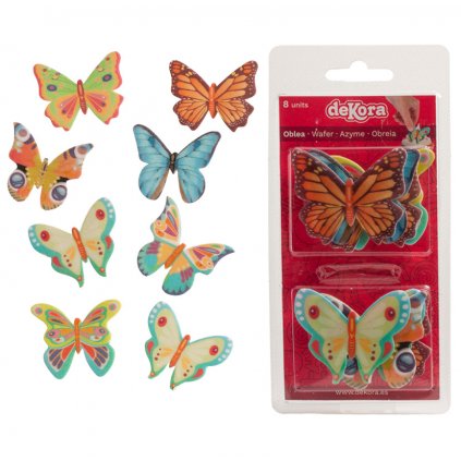 Dekora dekorace z jedlého papíru Motýli barevní (8 ks) /D_166014