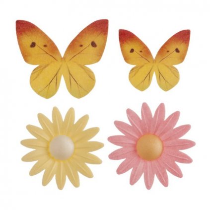 Sedmikrásky a motýli z jedlého papíru, 8ks - Dekora  | Skvělé pro Váš domácí dort
