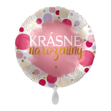 Foliový balonek Krásné narozeniny CZ - Pink Birthday - 43 cm  /BP