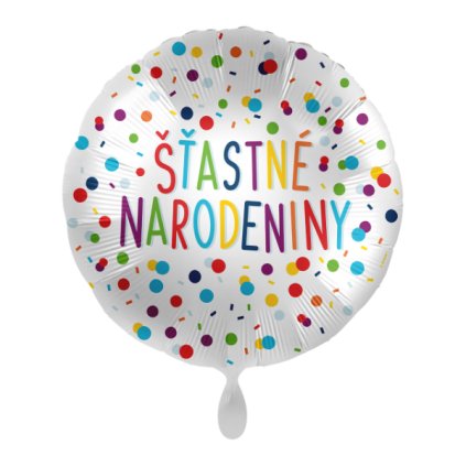 Foliový balonek Šťastné narodeniny SK - Confetti Birthday - 43 cm  /BP