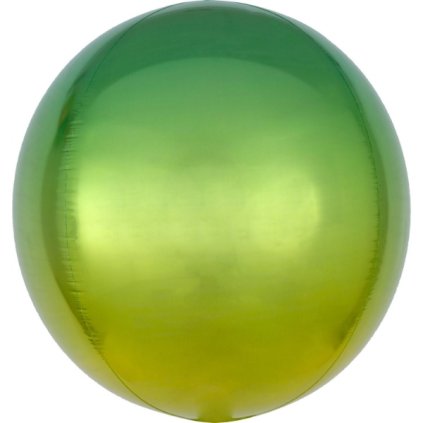 Foliový balonek koule Ombre Orbz žlutá a zelená 40 cm  /BP