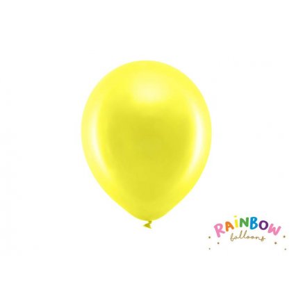 PartyDeco balónky žluté metalické 23 cm (10 ks) /D_RB23M-084-10