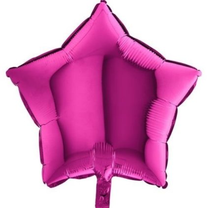 Foliový balonek hvězda tmavě růžová 45 cm - Nebalený  /BP