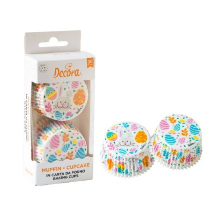 Decora košíčky na muffiny Bílé s velikonočními vajíčky (36 ks) ♡