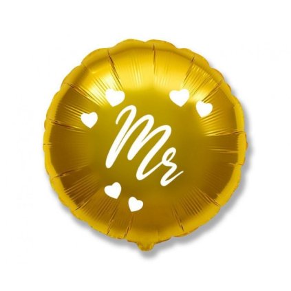 Foliový balonek MR - zlatý 45 cm - Nebalený  /BP