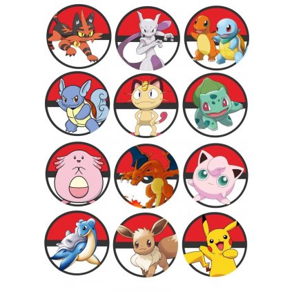 Jedlý papír POKÉMON na cupcakes (● velikost formát A4 (25x20cm) ☝, ● materiál FONDÁNOVÝ DECORLIST ✴️)
