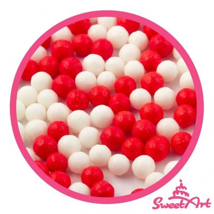 SweetArt cukrové perly červené a bílé 7 mm (1 kg) /D_BPRL-102.7100