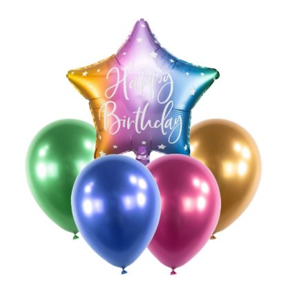 Balónkový set Happy Birthday Duhový - 5 ks  /BP