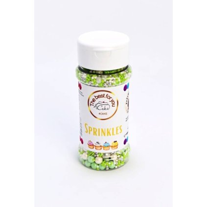 300390 4cake cukrove zdobeni bile stribrne a zelene mint breeze 100 g cukrarska